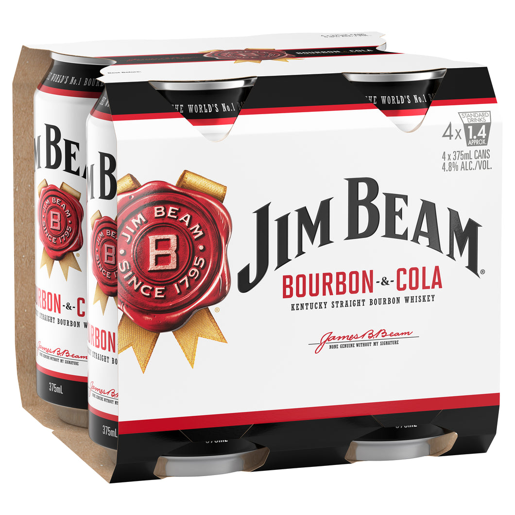 Jim Beam Bourbon & Cola 4 Pack 375mL