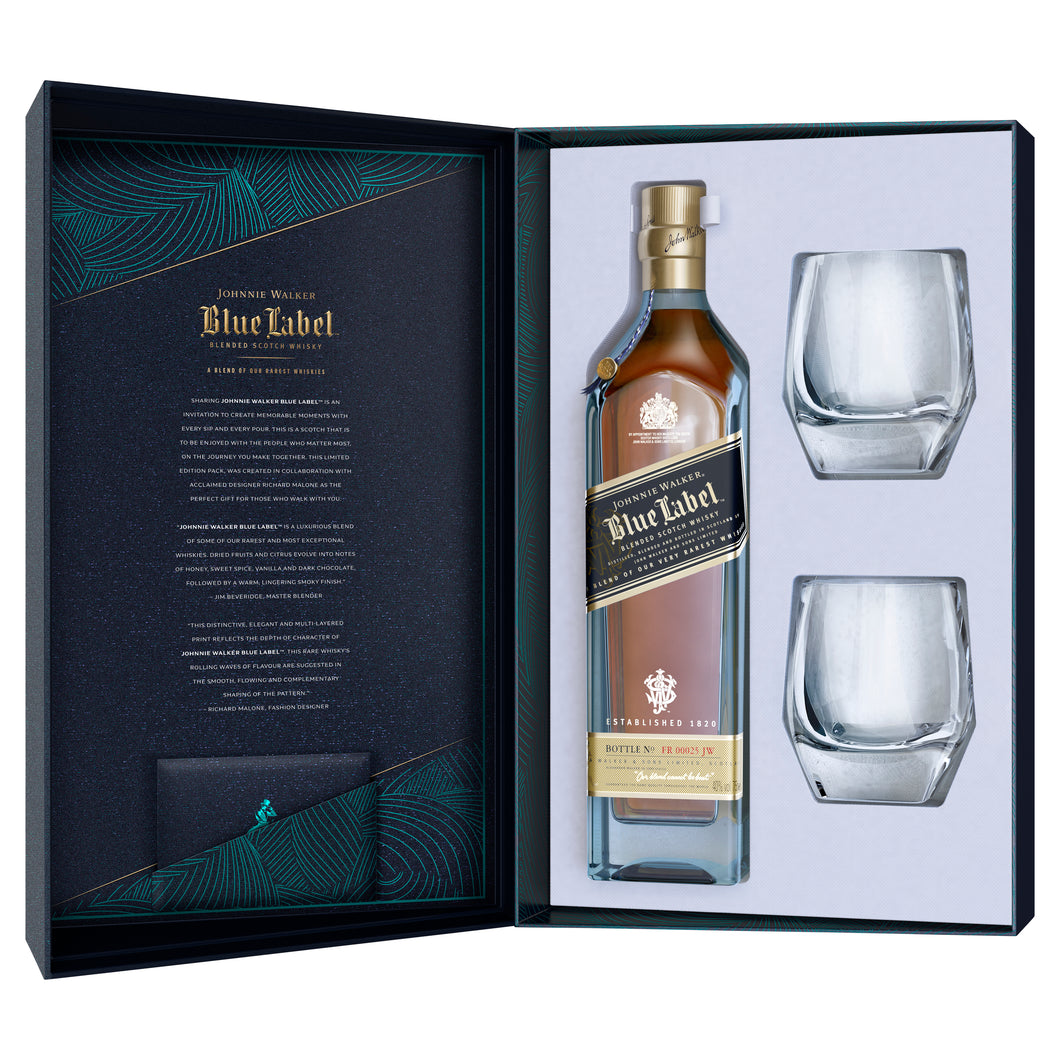 Johnnie Walker Blue Label Scotch Whisky & Crystal Glass Gift Pack 700mL