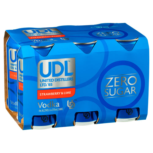 UDL Zero Sugar Vodka Strawberry & Lime Cans 375mL - Liquor Lab