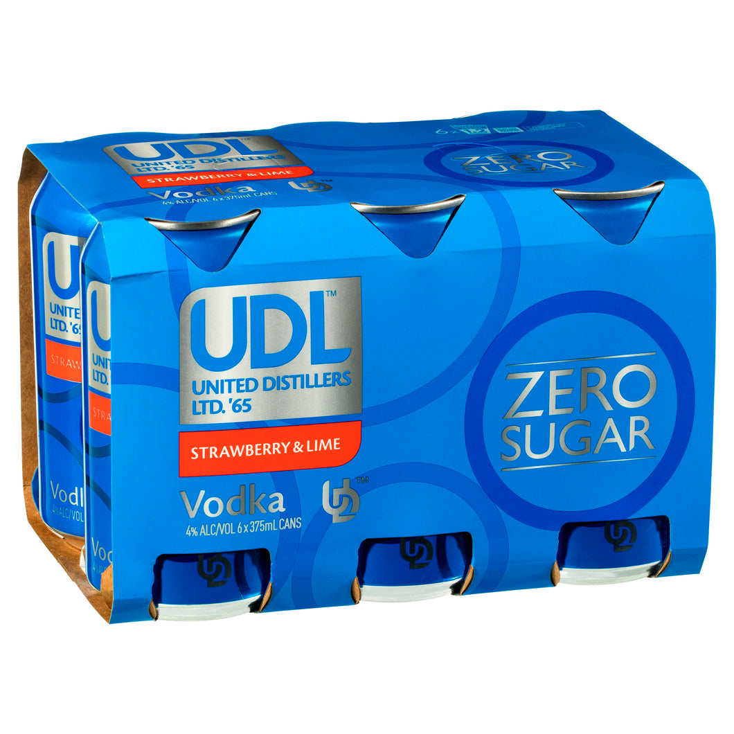 UDL Zero Sugar Vodka Strawberry & Lime Cans 375mL