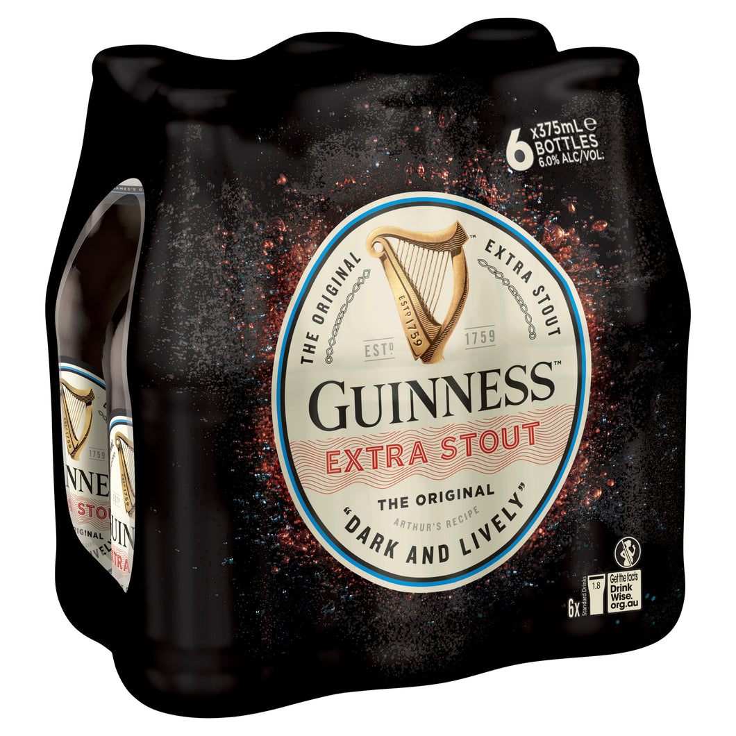 Guinness Extra Stout 6 x 375mL Bottle