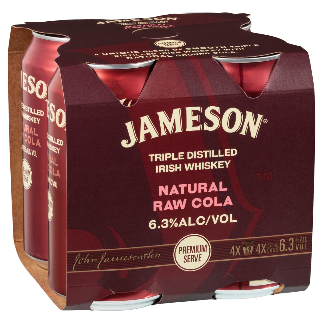 Jameson Irish Whiskey & Natural Raw Cola Cans 375mL 6.3%