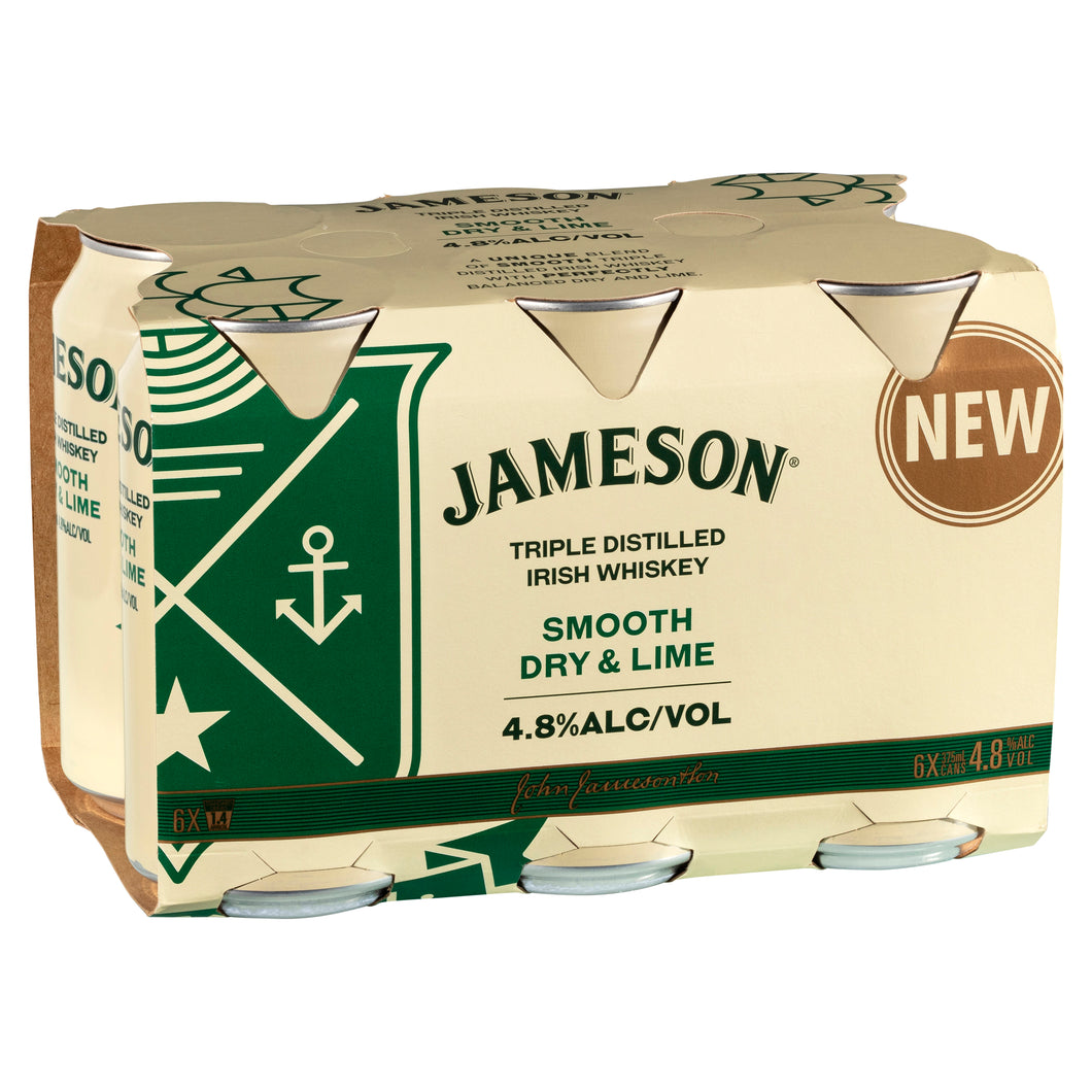 Jameson Irish Whiskey Smooth Dry & Lime 6.3% Cans 375mL