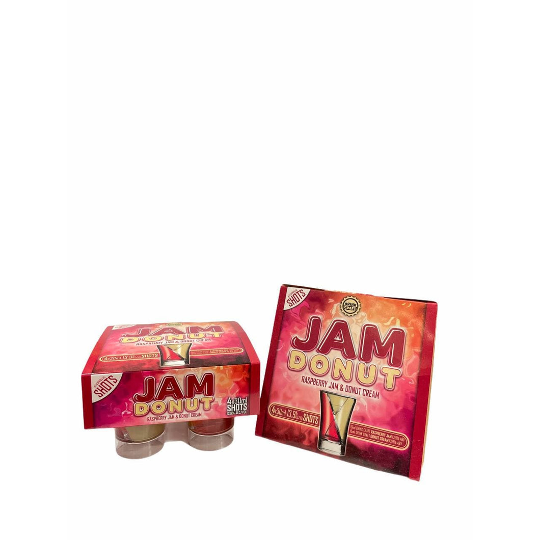Jam Donut Raspberry Jam & Donut Cream Shots 4 * 30mL 13.9% Alc/Vol - Liquor Lab